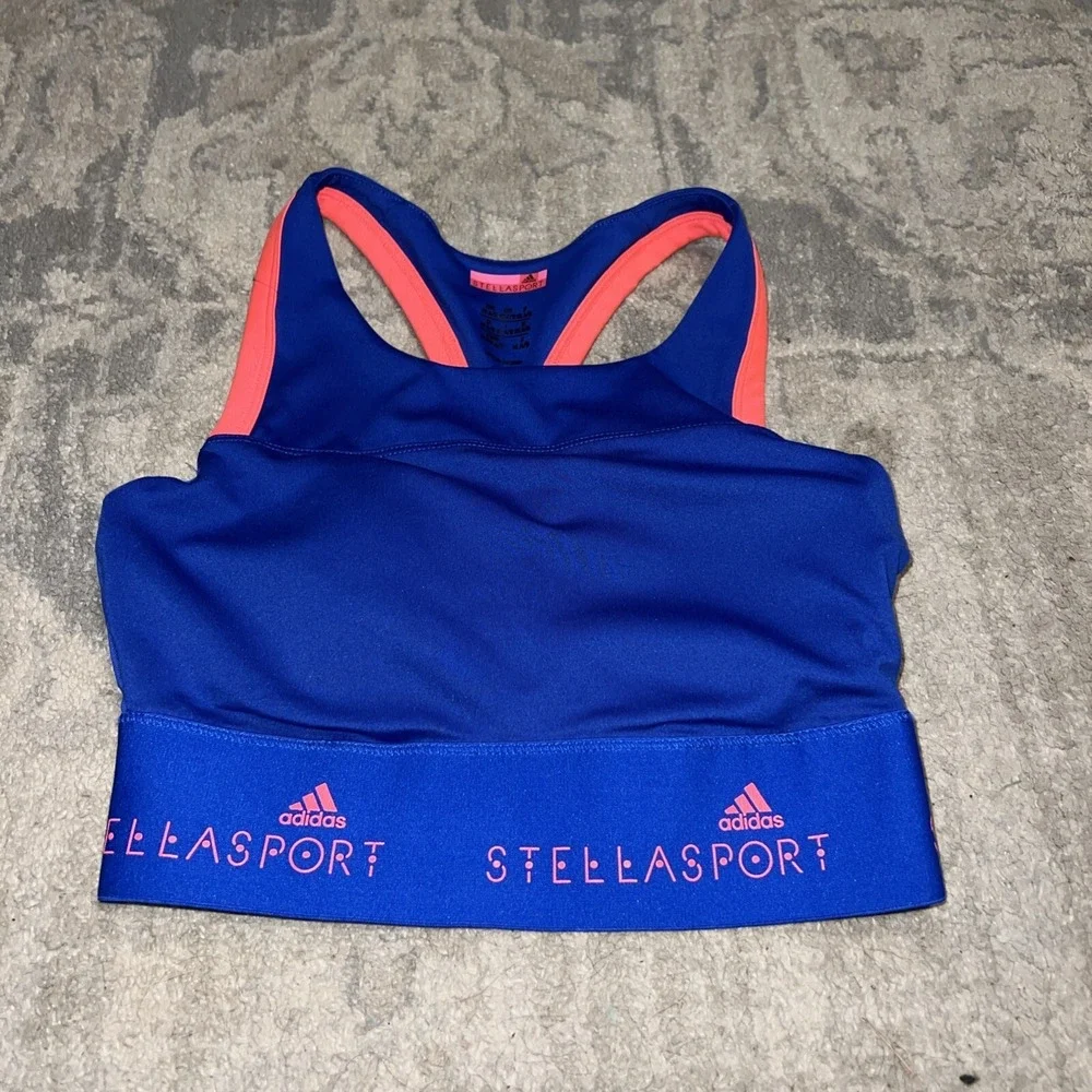 ADIDAS women adidas Stella McCartney  High Support Sports Bra Blue Sz XS X-small